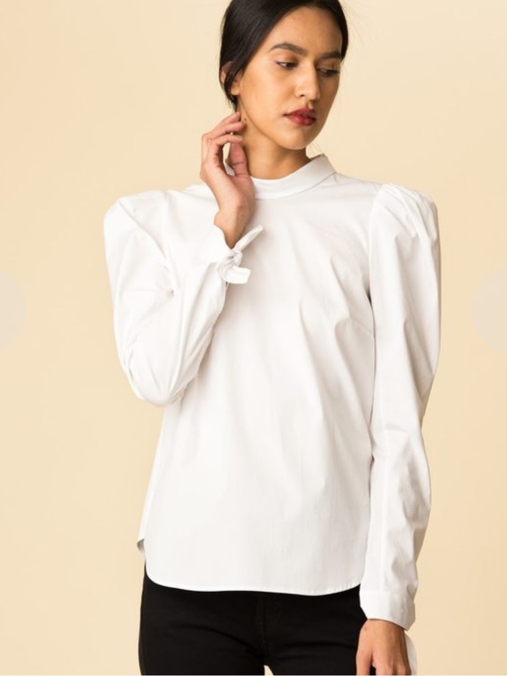 Veronica Beard Isabel Shirt Womens White Puff-Sleeve Tie-Cuff Top Size 0